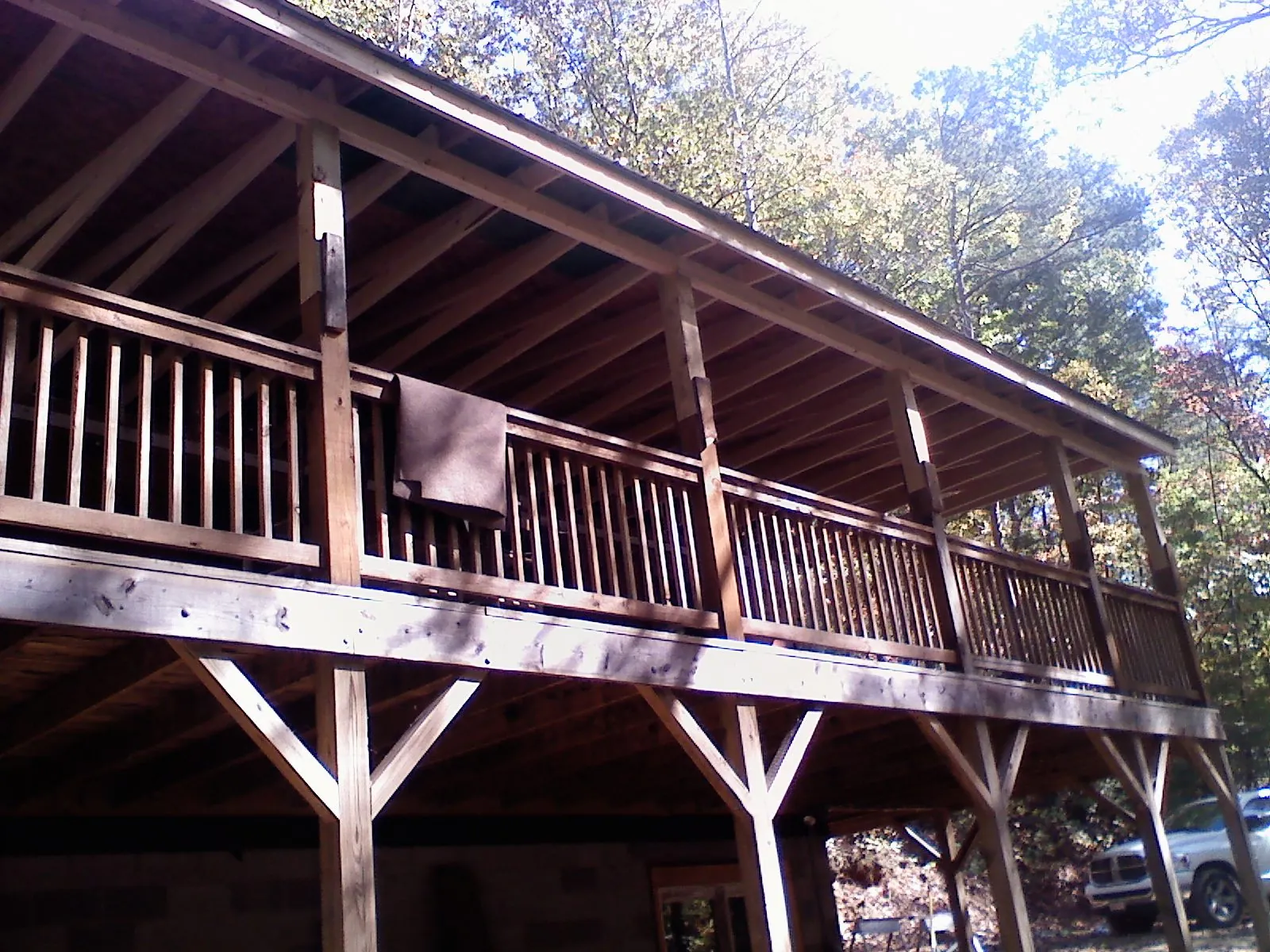 Timber framing under a new elevated porch and deck — Roof Leak Repair in Loveville by Roofing Brothers
